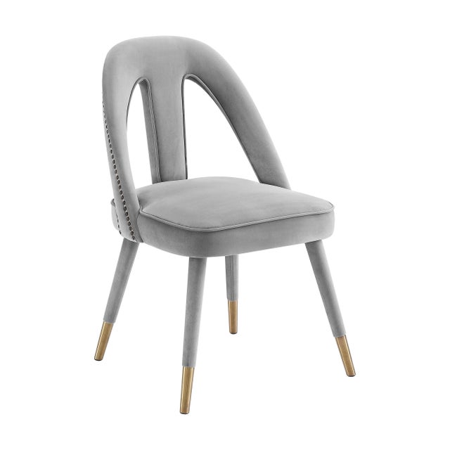 Light Gray Petra Light Grey Velvet Side Chair For Sale - Image 8 of 8