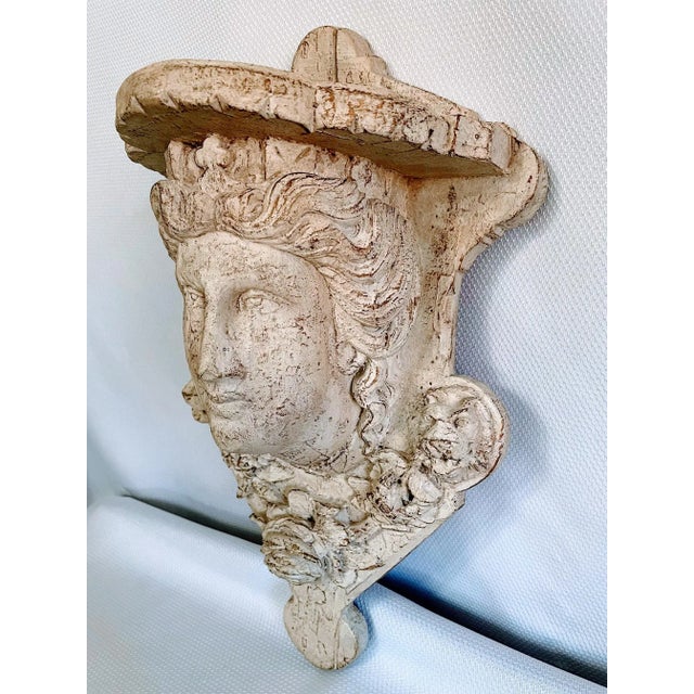 Victorian Vintage Late 20th Century Outdoor Garden Ornament Shelf Bracket Bust For Sale - Image 3 of 12
