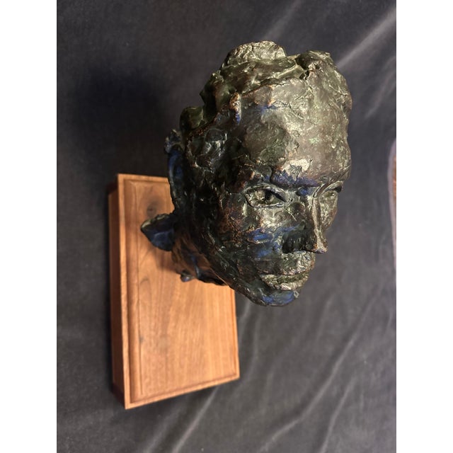1960s Vintage Mid-Century Bronze Sculpture Head of a Man John Henry Waddell For Sale In Chicago - Image 6 of 12