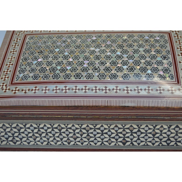 Brown Moorish Mother-Of-Pearl Box W/ Key For Sale - Image 8 of 9