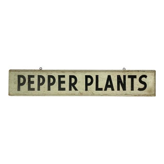 Vintage Wood Black & White Pepper Plants Farm Stand Sign For Sale