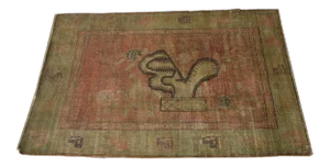 1900s Antique Khotan Samarkand Picasso Style Lion Rug 9'2'' X 6'1''
