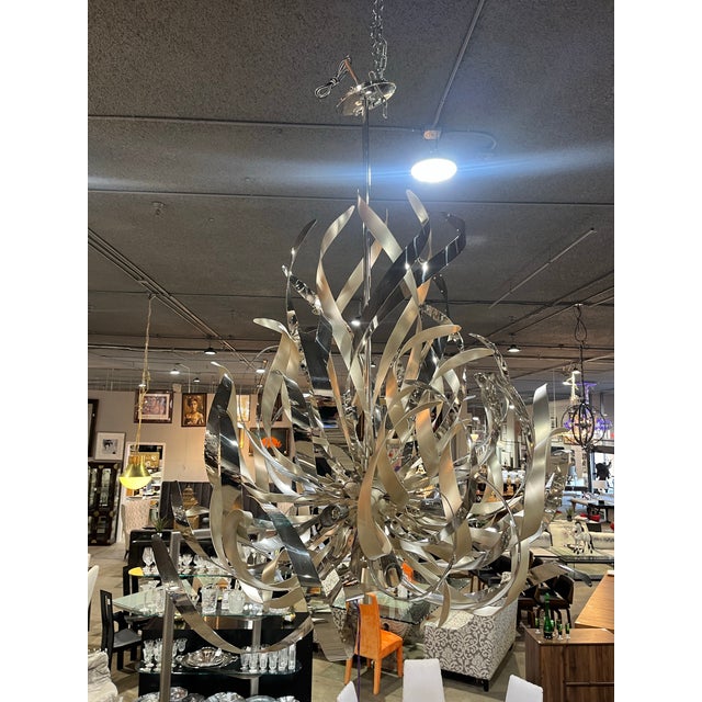 Contemporary Corbet by Hudson Valley Lighting Silver “Graffiti” Chandelier For Sale - Image 3 of 9