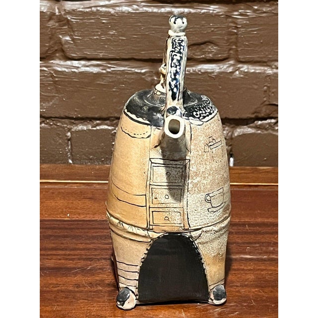 Late 20th Century Gerry Wallace Studio Art Pottery Whimsical Figural Teapot Vessel For Sale - Image 4 of 9