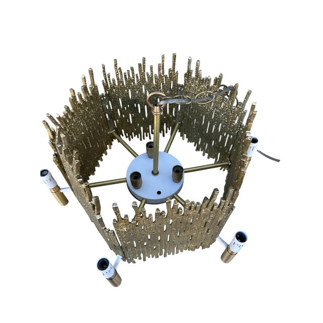 Brutalist Mid 20th Century Brutalist Brass Chandelier For Sale - Image 3 of 5