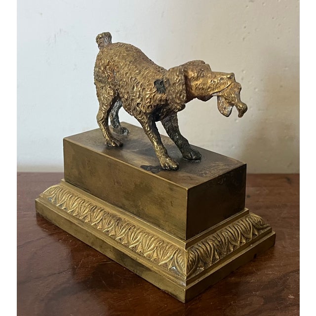 French Antique 19th Century French Charles X Bronze Hunting Bird Dog Inkwell For Sale - Image 3 of 11