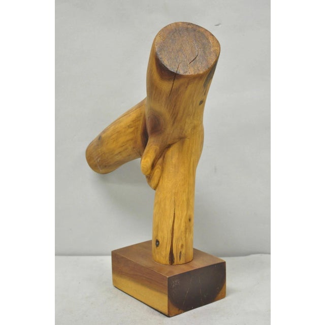 Late 20th Century Vintage Mid Century Modern 19" Male Nude Abstract Solid Carved Wood Sculpture For Sale - Image 5 of 16