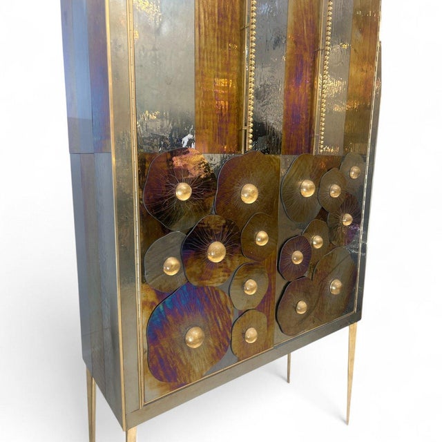 Metal Murano Glass Water Lily Cabinet For Sale - Image 7 of 12