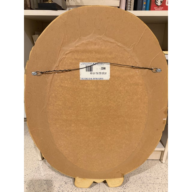 Hollywood Regency Vintage Style Antique Gold Oval Wall Mirror With Bow For Sale - Image 3 of 4