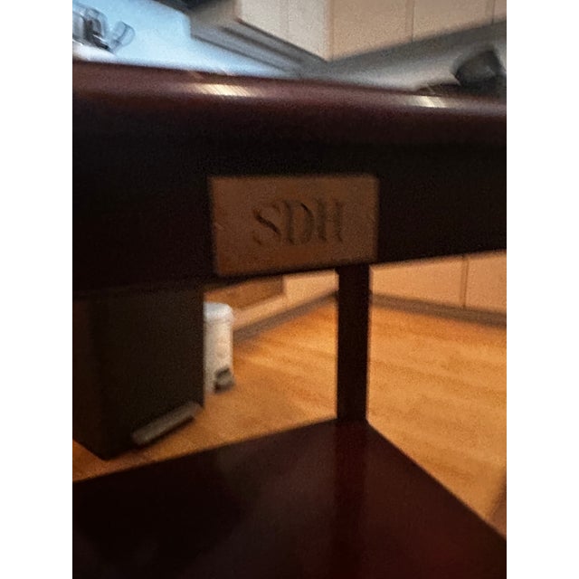 Wood Hickory Chair Company Mahogany Bar Cart With Antique Silver Tray For Sale - Image 7 of 8