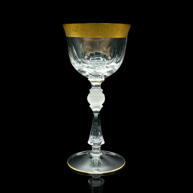 1920s Pair of Antique Art Deco French Glass Celebratory Port Glasses For Sale - Image 11 of 13