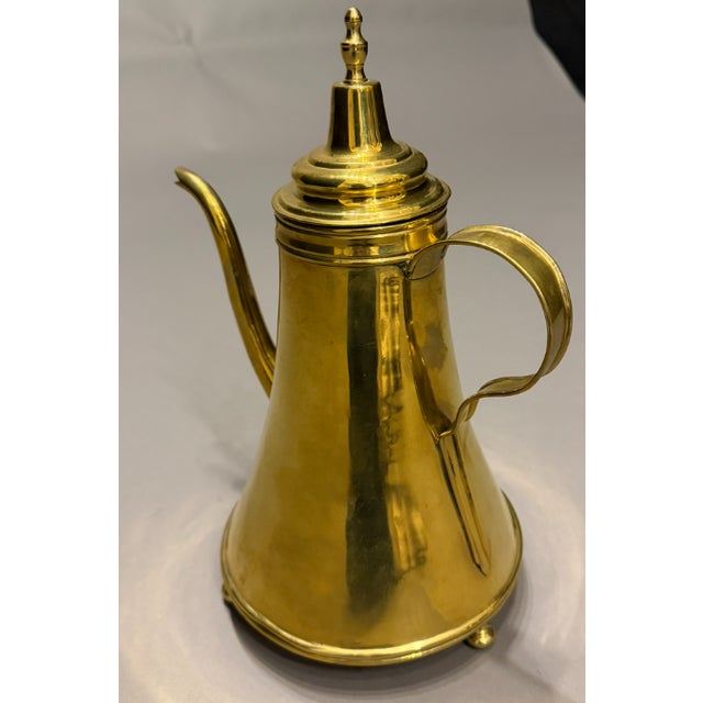 19th Century Dutch Brass Coffee Pot With Turned Legs For Sale - Image 4 of 9