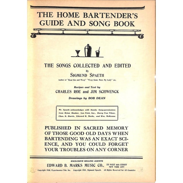 Paper "The Home Bartender's Guide and Song Book" 1930 Roe, Charlie & Schwenck, Jim For Sale - Image 7 of 12