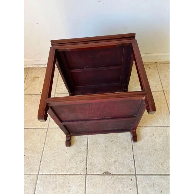 Vintage Chinoiserie Ming Style Solid Rosewood Square Side Table. For Sale - Image 9 of 10