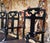 Early 20th Century Black Lacquer Chinese Influence Charcoal Leather Dining Chairs- Set of 4 For Sale - Image 10 of 13