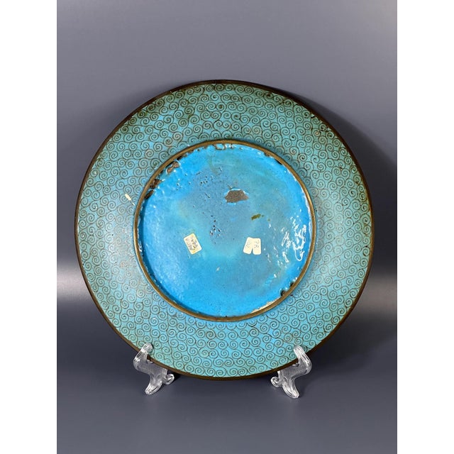 Japanese Meiji Bronze Cloisonné Charger, 1890s For Sale - Image 10 of 11