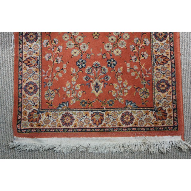 Late 20th Century Vintage Belgian Oriental 100% Wool Floral Rug Runner Carpet Mat 33" X 63" For Sale - Image 5 of 12