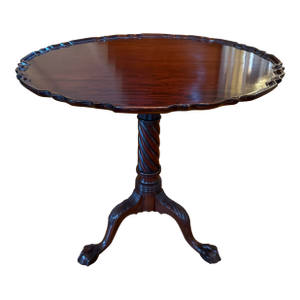 Antique Irish Chippendale Pie Crust Tilt Top Table