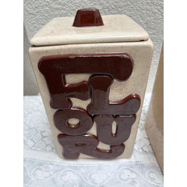 Vintage Handcrafted Pottery Groovy Ceramic Kitchen Canisters, Set of Four For Sale - Image 4 of 12