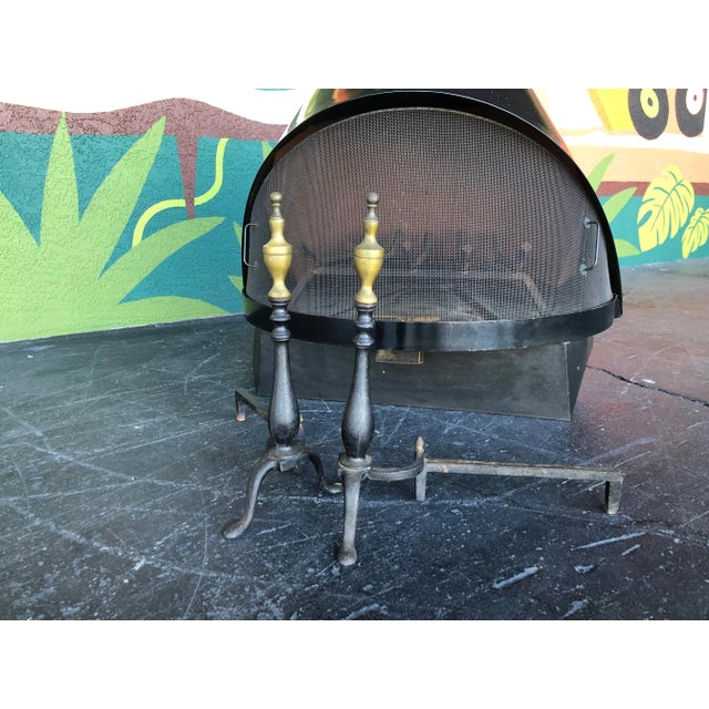 Mid Century Preway Fireplace W/ Andirons For Sale - Image 9 of 11