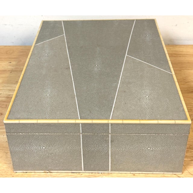 Monumental Geometric Faux Shagreen and Ivory Decorative Box For Sale - Image 14 of 16