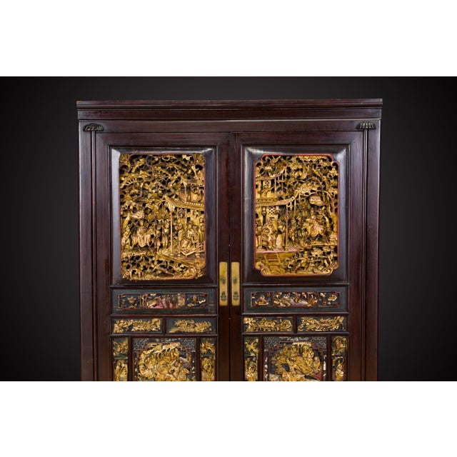 19th Century Important Documented Qing Dynasty Chinese Deep Relief Rosewood Cabinet For Sale - Image 5 of 12