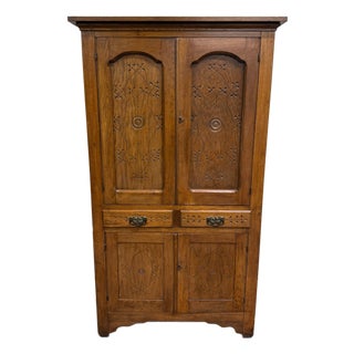 Antique Victorian Early American Quarter Sawn Oak Pie Safe For Sale