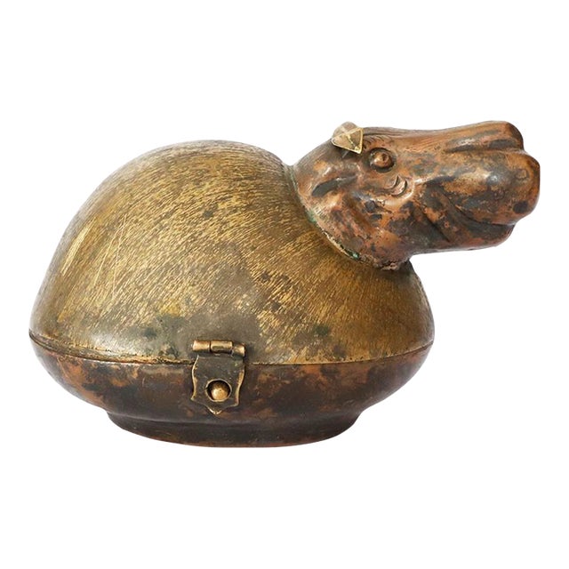 1960s Mid-Century Modern Silver Plated Hippopotamus Jewelry Box For Sale