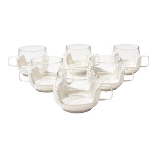 MCM Glass Mugs in Plastic Holders - Set of 6 - Made in Germany For Sale