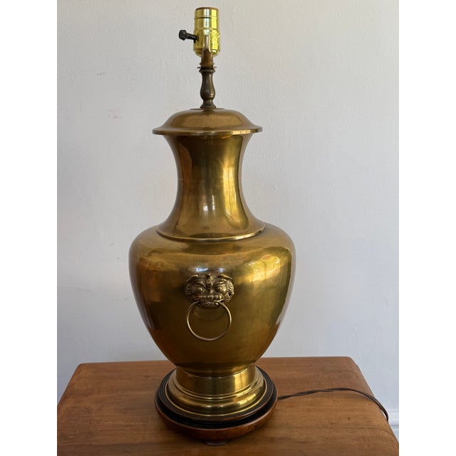 Mid 20th Century Mid 20th Century Neoclassical Brass Urn Lamp With Foo Dog Handles For Sale - Image 5 of 8