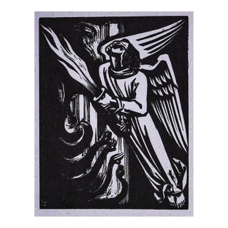 Walter Mellman St. Michael Woodcut For Sale
