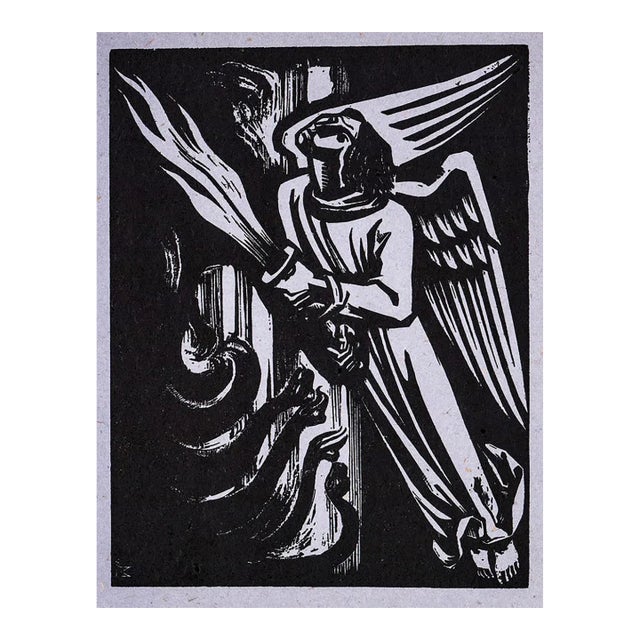 Walter Mellman St. Michael Woodcut For Sale