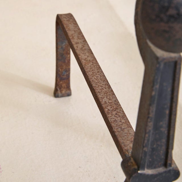 Black Pair of French Wrought-Iron Andirons, 1930s For Sale - Image 8 of 9