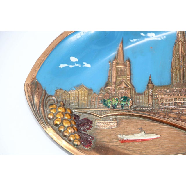 Hand-Painted Copper Plates, German Souvenir, Arts and Crafts Style For Sale - Image 4 of 15