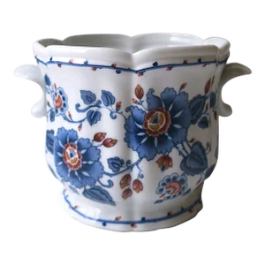 Blue and White Porcelain Planter Cachepot From Estee Lauder
