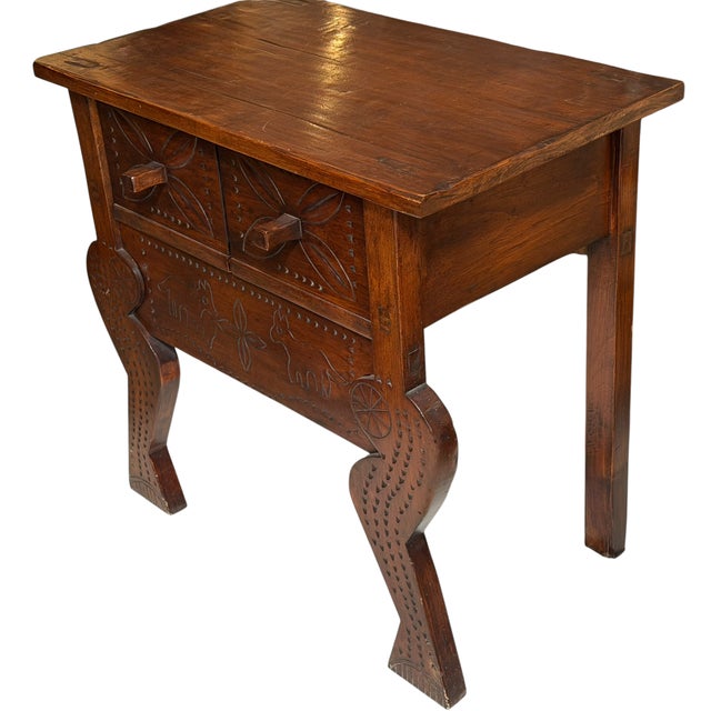 Guatemalan Nahuala Custom Carved Console or Side Table For Sale In Los Angeles - Image 6 of 13