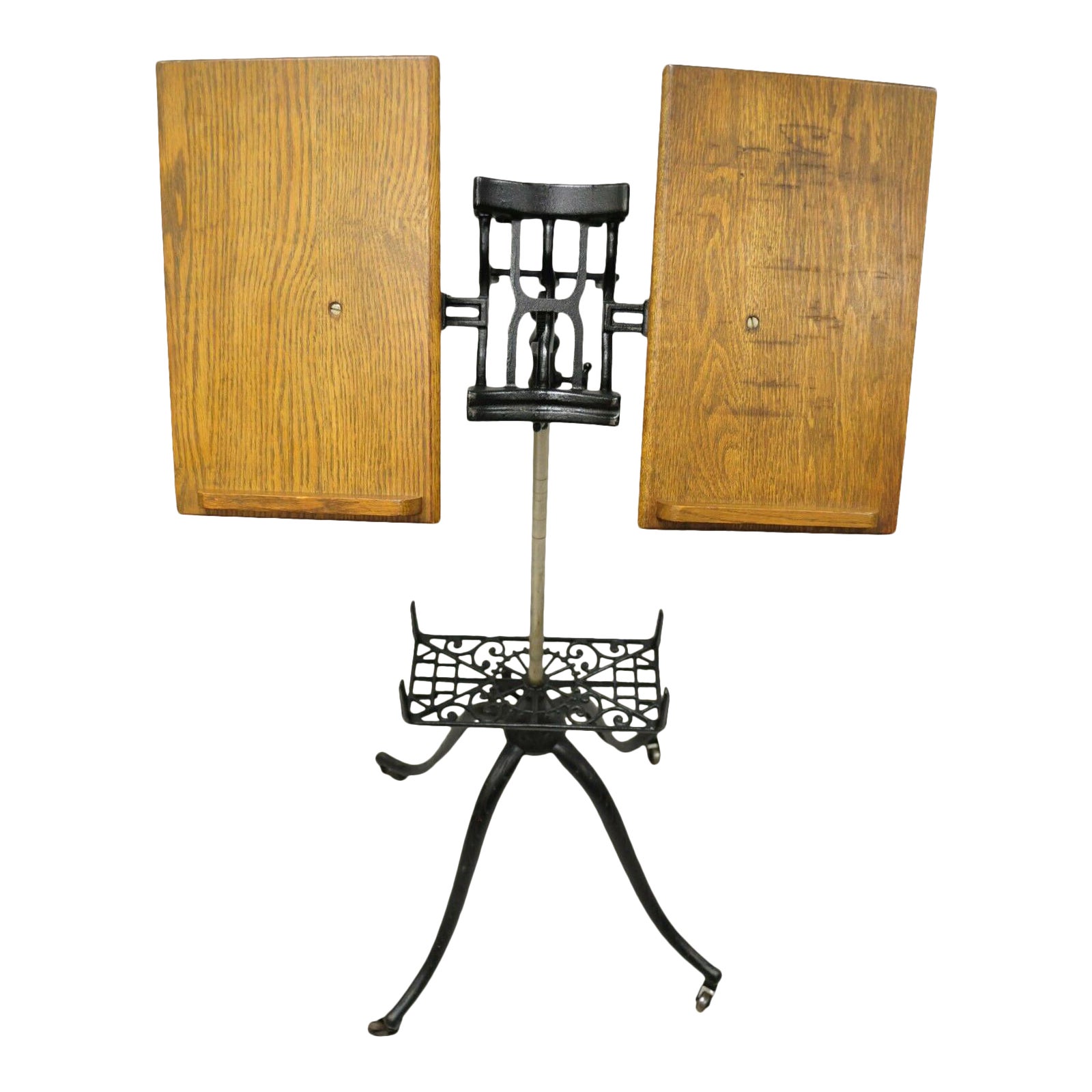 Antique English Victorian Cast Iron Oak Wood Book Stand Lectern Bible Holder Chairish