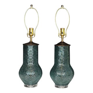 Mid 20th Century Mezza Murano Style Lamps - a Pair For Sale