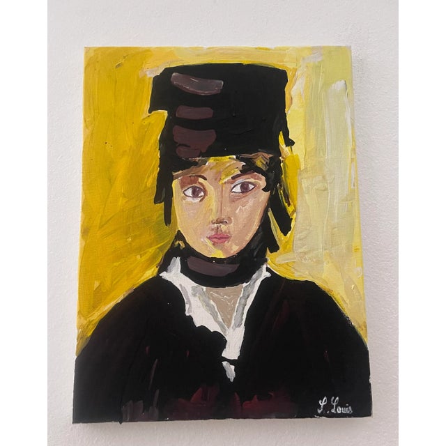 2020s Expressionist Portrait Acrylic Painting of a Young Girl Wearing a Scarf For Sale - Image 5 of 11
