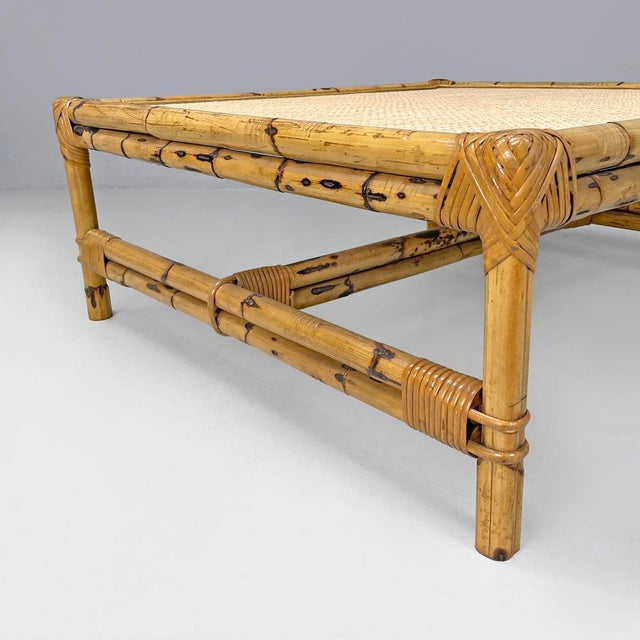 1970s Italian Modern Rattan Coffe Table with Vienna Straw Top, 1970s For Sale - Image 5 of 18