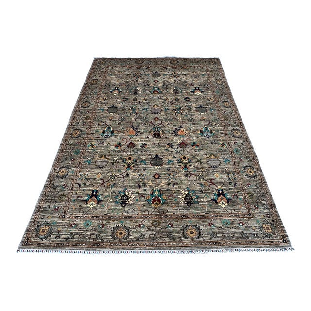 Hand-Knotted Afghan Sultanabad Chobi Wool Area Rug - 8'10" X 12'0" For Sale