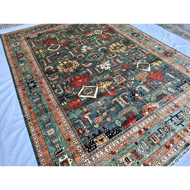 Islamic Hand-Knotted Afghan Kazak Chobi Wool Area Rug - 8'8" X 11'10" For Sale - Image 3 of 18