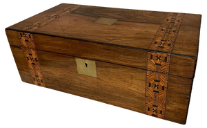 19th Century French Writing Box in Walnut and Brass