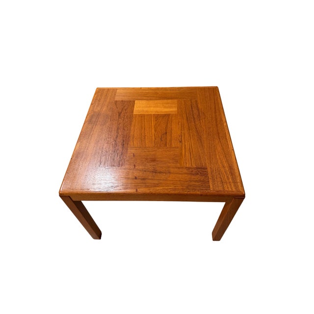 Beautiful, clean lines Danish mid-century modern patchwork side table.
