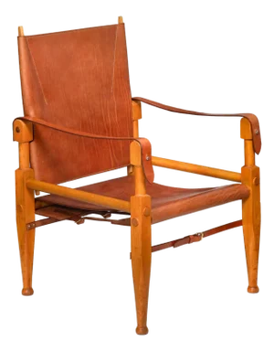 Mid-Century Modern Beechwood Leather Safari Chair by Wilhelm Kienzle