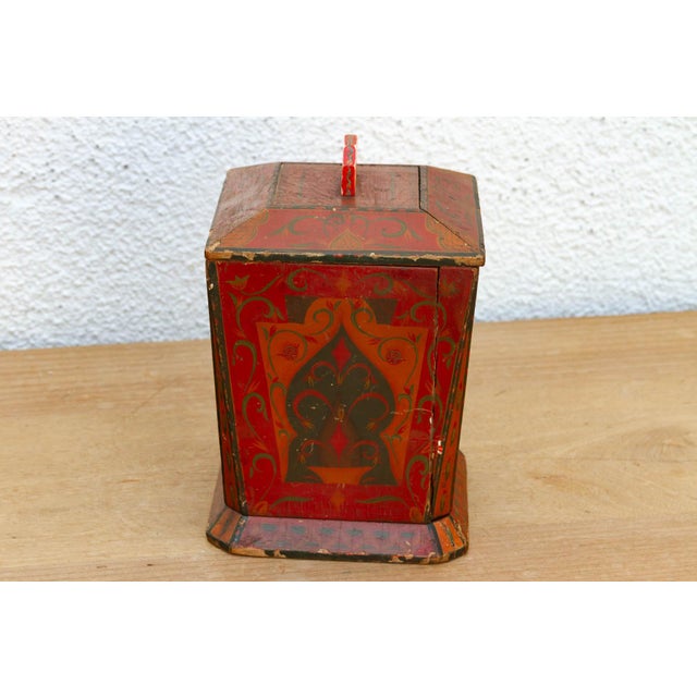 Folk Art Handpainted Kashmiri Wood Tea Caddy For Sale - Image 3 of 10