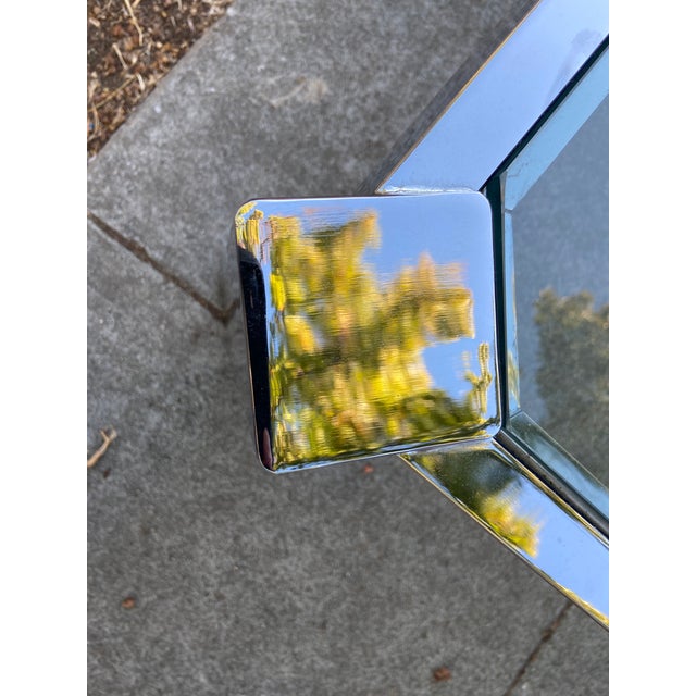 Vintage Mid Century Modernist Chrome Glass Coffee Table Milo Baughman Style For Sale - Image 11 of 18