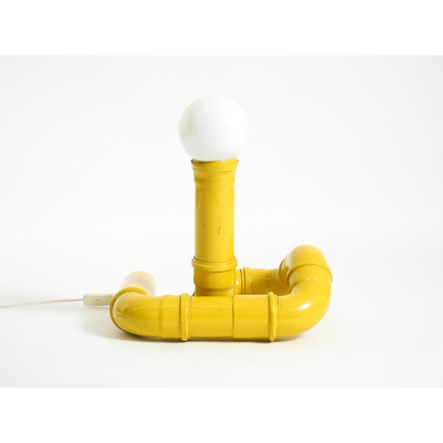 1970s Pop Art Yellow Table Lamp with Plastic Tubing by Wavin, 1970s For Sale - Image 5 of 18