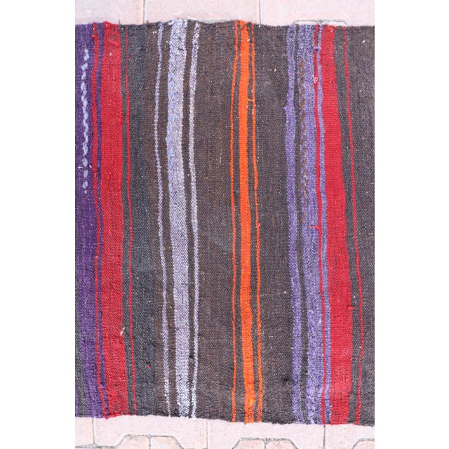 Textile 1970 Rustic Black Striped Kilim For Sale - Image 7 of 13