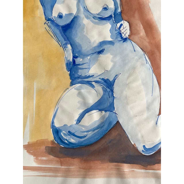 Postmodern Vintage Watercolor Nude Study 3 For Sale - Image 3 of 8